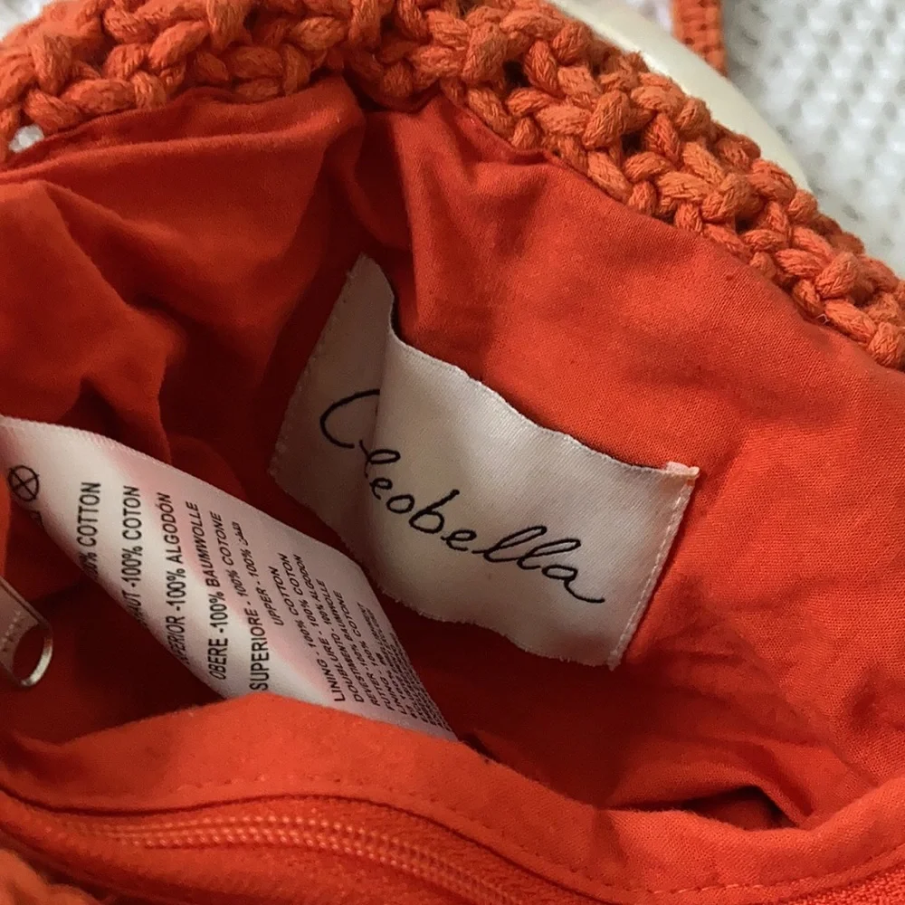 Cleobella Orange Crochet Fringe Crossbody Bag